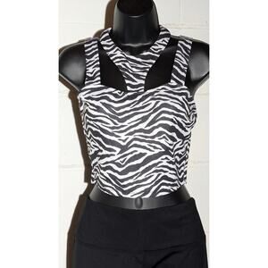 Charlotte Russe Zebra Print Sleeveless Crop Top Cutout Tank Top Medium